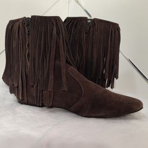 Sam Edelman Brown Ursula Suede Flat Boot Fringe Detail 8 US